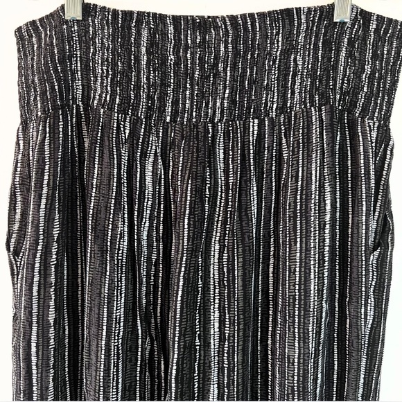 Hi Rise Wide Leg Smocked Wide Elastic Waistband Drawcord Pants Large - Picture 2 of 12